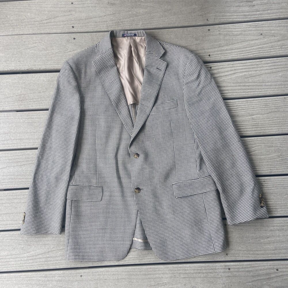 Hart Schaffner Marx Sport Wool Coat Blazer Jacket Houndstooth Mens 42 R Vintage